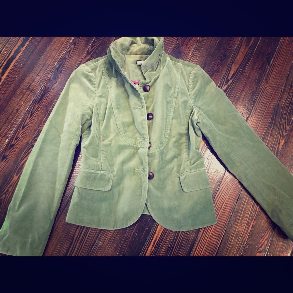 Jcrew green velvet blazer